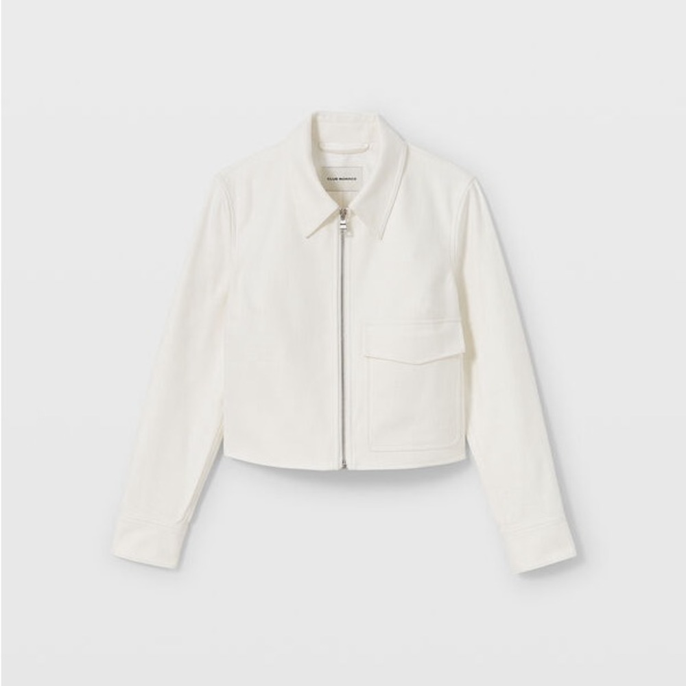 Club Monaco Textured Crop Jacket, color white, size M, NWT